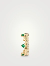 Cléo 14K Gold Pavé Crown Ear Cuff With Emerald And Diamonds