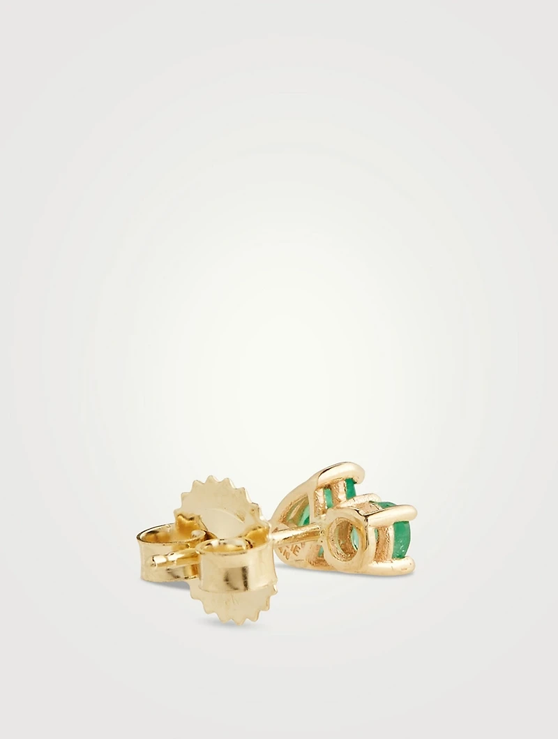 Anzie x Mel Soldera 14K Gold Jumelle Left Stud Earring With Emerald