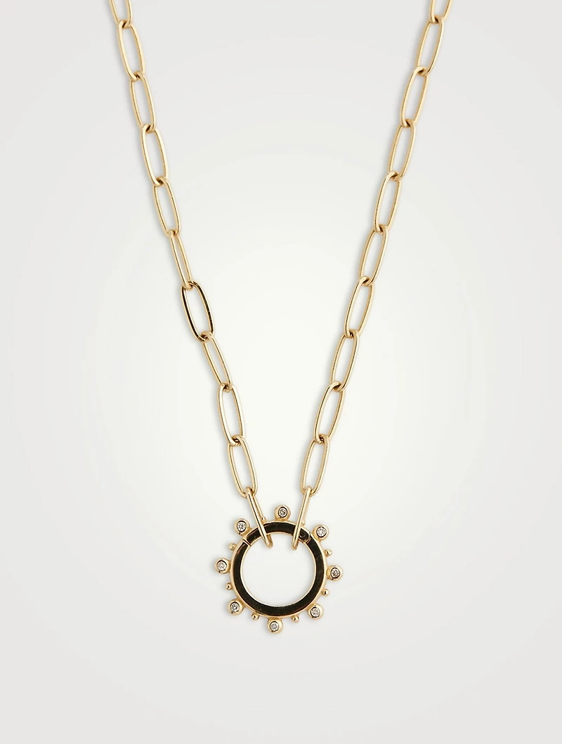 Dew Drop Marine 14K Gold Story Catcher Necklace With Diamonds