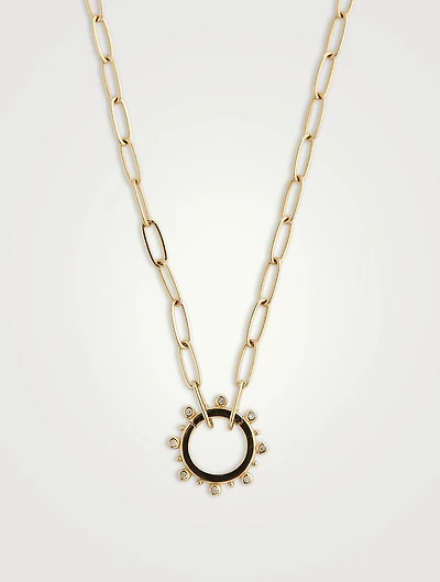 Dew Drop Marine 14K Gold Story Catcher Necklace With Diamonds