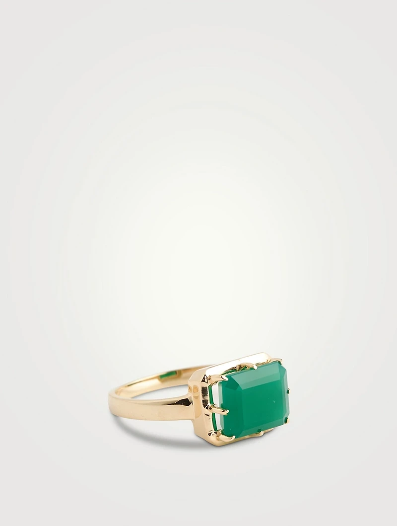 Cléo Daniela 14K Gold Emerald Cut Ring With Green Onyx