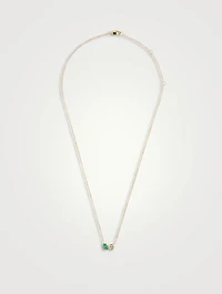 Mélia Toi Et Moi 14K Gold Necklace With Clear Topaz And Emerald