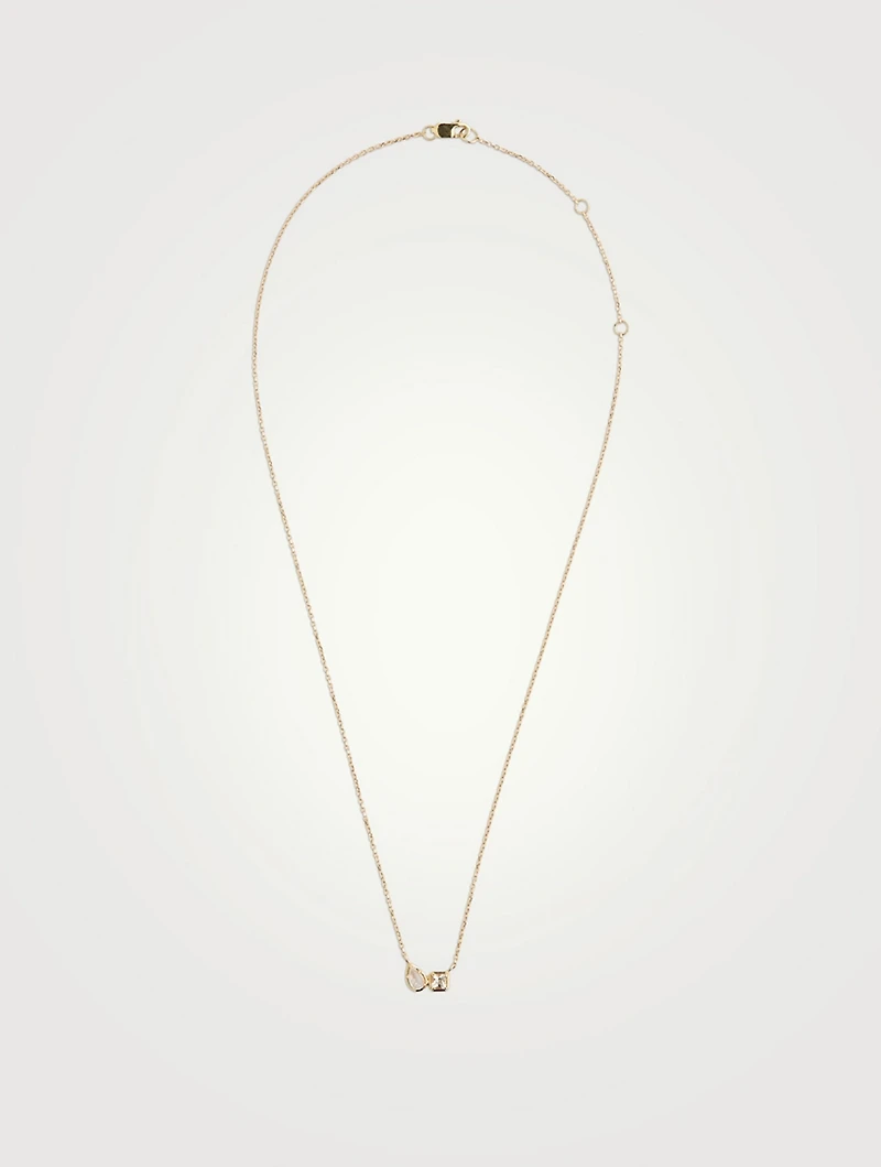 Mélia Toi Et Moi 14K Gold Necklace With Clear Topaz And Moonstone