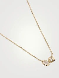 Mélia Toi Et Moi 14K Gold Necklace With Clear Topaz And Moonstone