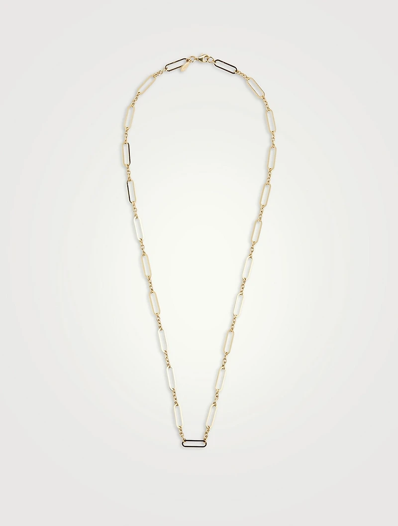 14K Gold Open Link Paper Clip Chain Necklace