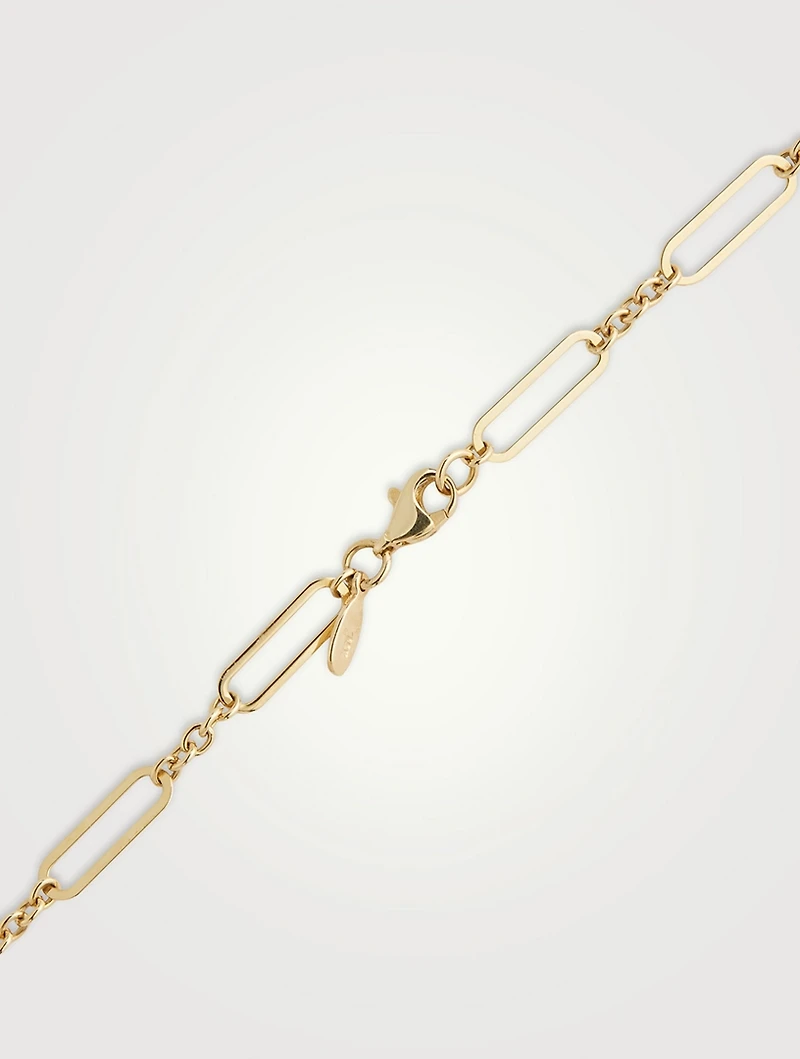14K Gold Open Link Paper Clip Chain Necklace