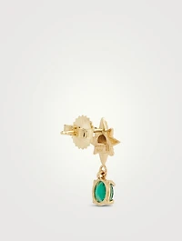 Aztec 14K Gold Solid Luna Green Onyx Drop Earrings With Green Onyx
