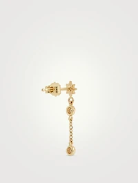 Aztec 14K Gold Single Chain Diamond Drop Earring