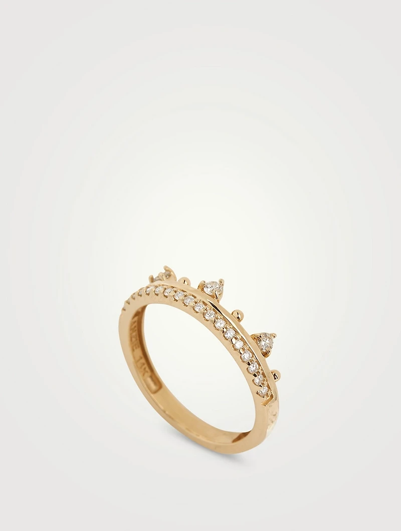 Cléo 14K Gold Pavé Crown Ring With Diamonds