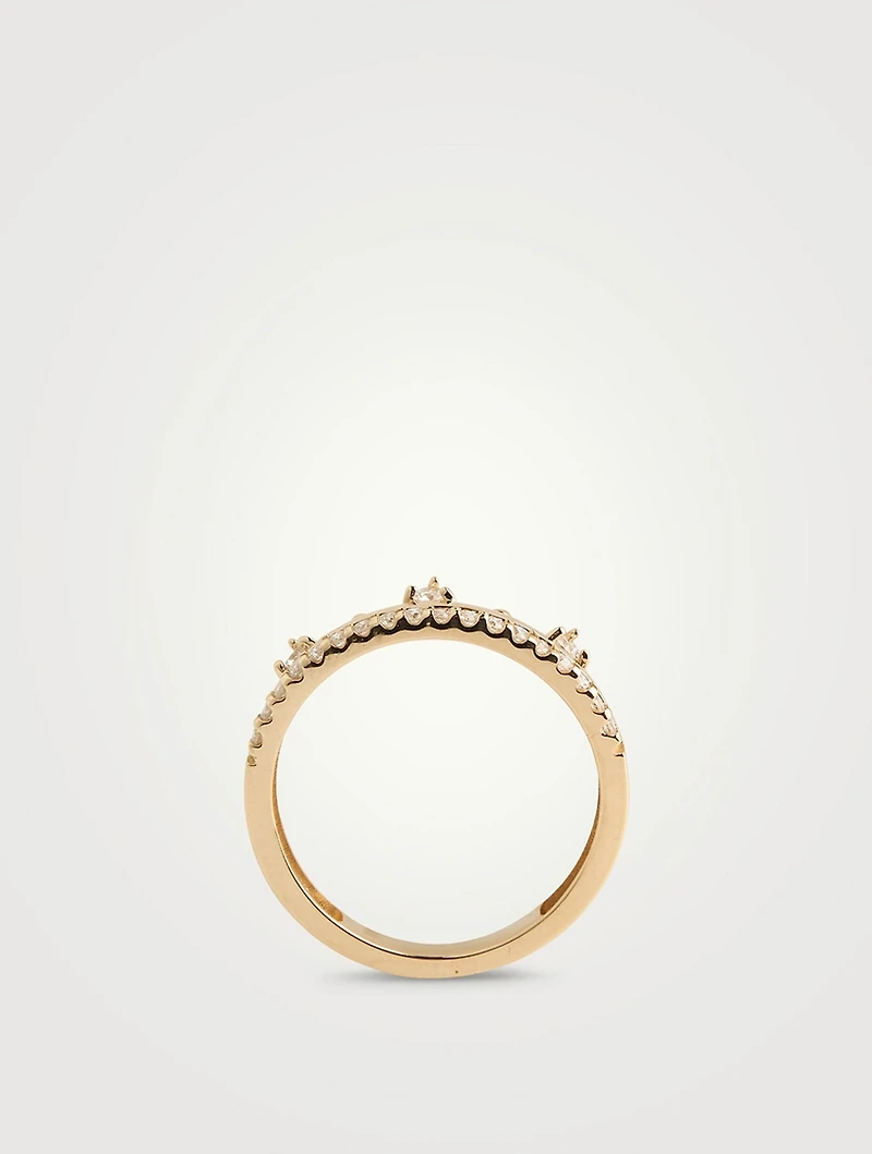 Cléo 14K Gold Pavé Crown Ring With Diamonds