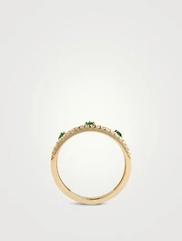Cléo 14K Gold Pavé Crown Ring With Emerald And Diamonds
