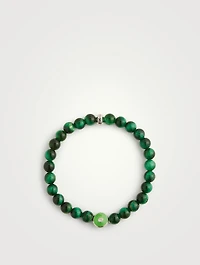 Jac + Jo Silver Soul Green Tiger's Eye Beaded Bracelet