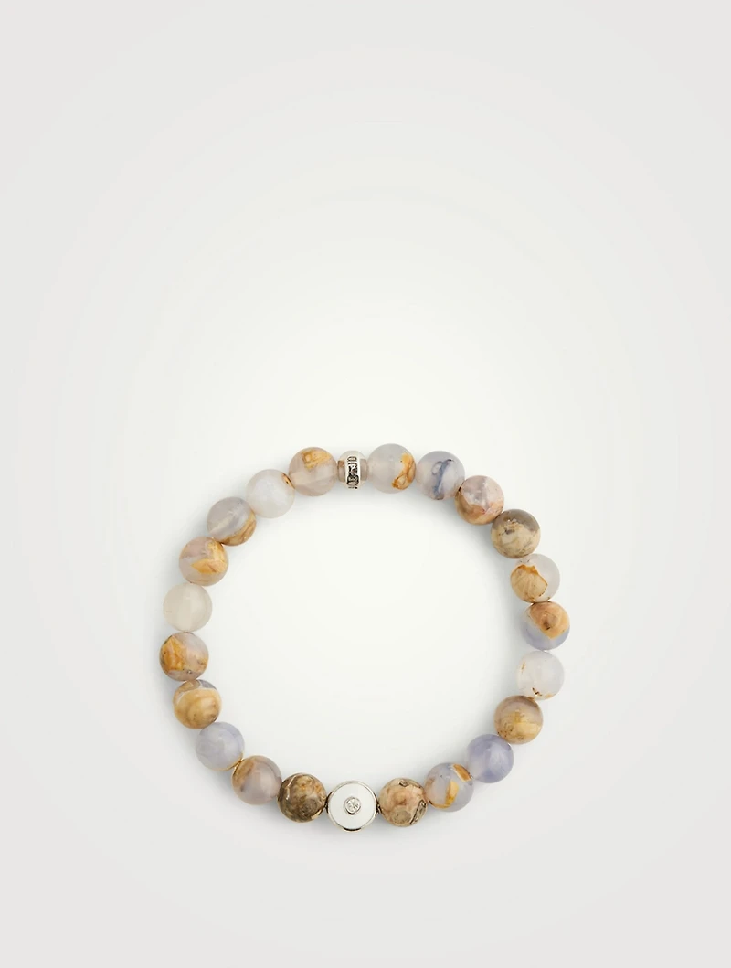 Jac + Jo Silver Soul Round Eye Chalcedony Enamel Beaded Bracelet