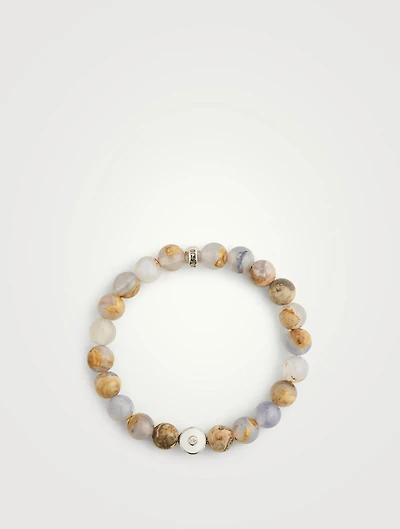 Jac + Jo Silver Soul Round Eye Chalcedony Enamel Beaded Bracelet