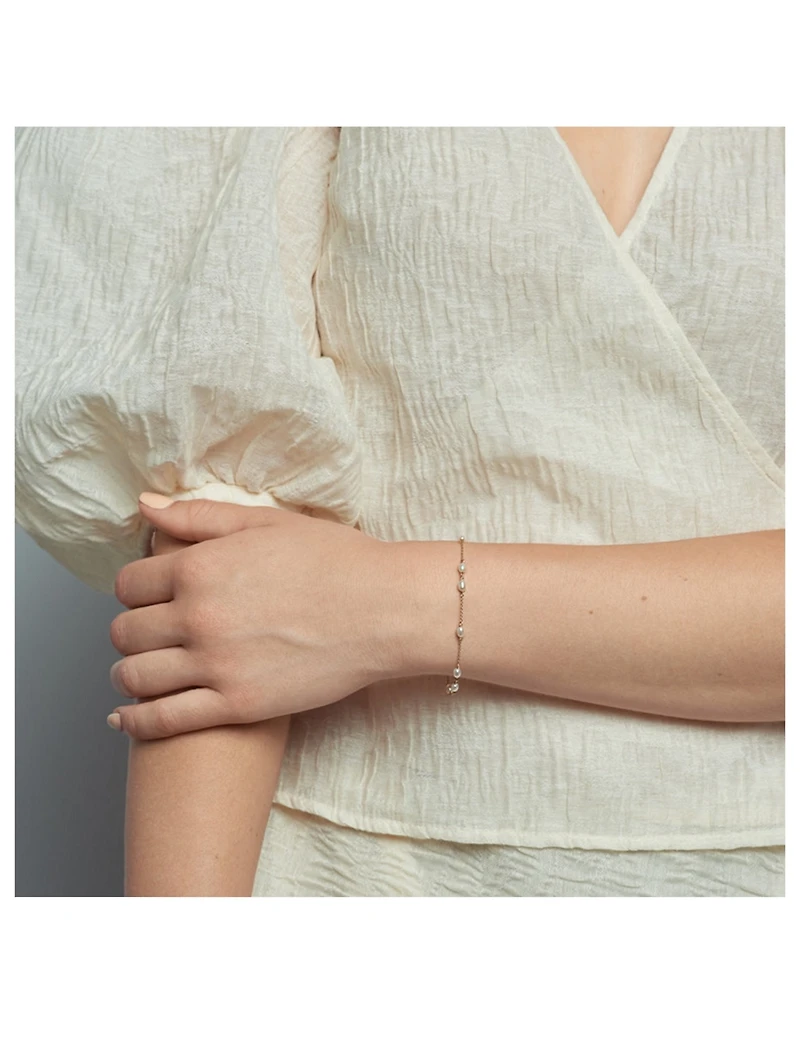 14K Gold Spaced Keshi Pearl Bracelet