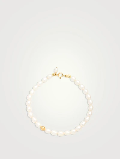 14K Gold Oval Pearl Gold Nugget Bracelet