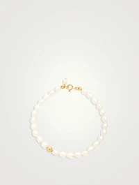 14K Gold Oval Pearl Gold Nugget Bracelet
