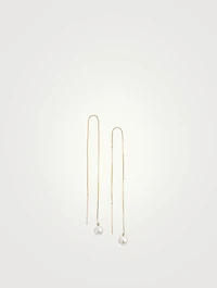 14K Gold Long Pearl Threader Earrings