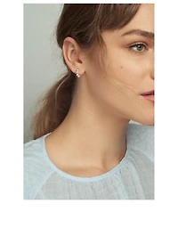 14K Gold Mini Baby Pearl Huggie Hoop Earrings