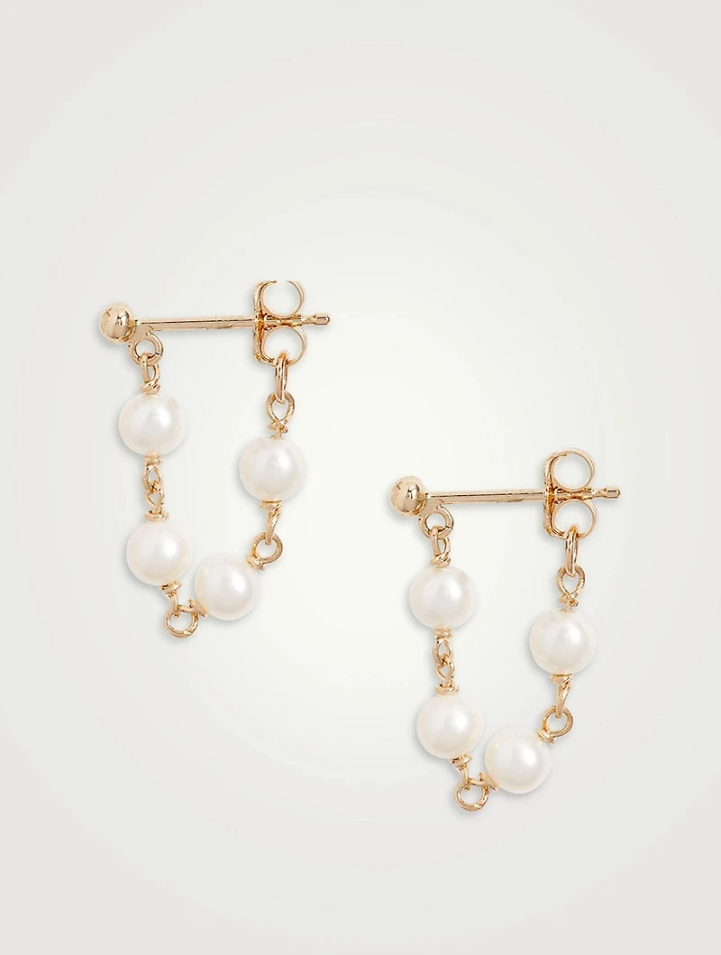 14K Gold Baby Pearl Wrap Around Earrings