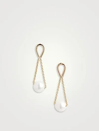 14K Gold Pearl Hourglass Earrings