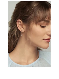 14K Gold Pearl Hourglass Earrings