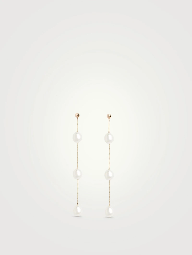 14K Gold Triple Baroque Pearl Earrings