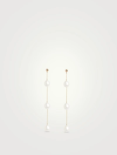 14K Gold Triple Baroque Pearl Earrings