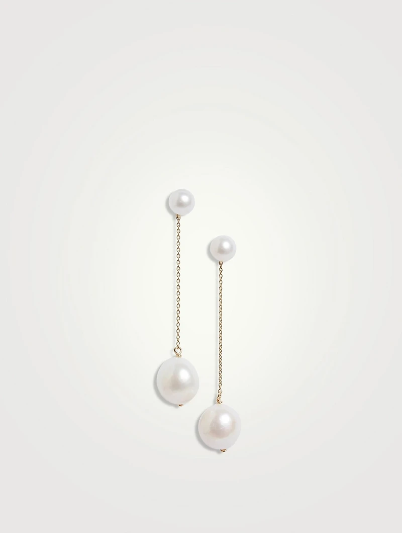 14K Gold Baroque Pearl Drop Earrings