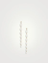14K Gold Gradual Oval Pearl Drop Earrings