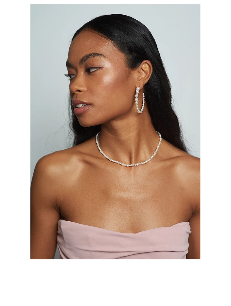 14K Gold Gradual Keshi Pearl Large Hoop Earrings