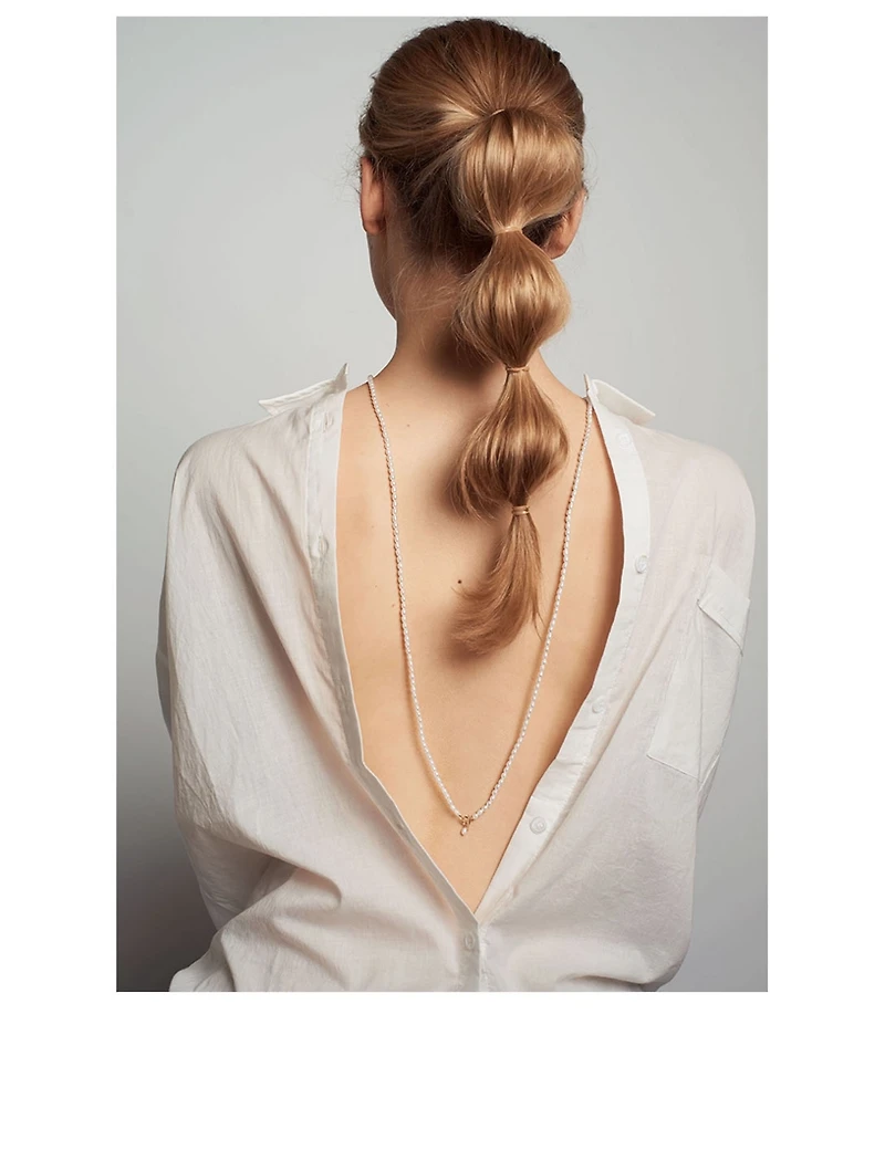 40-Inch 14K Gold Keshi Pearl Wrap Necklace