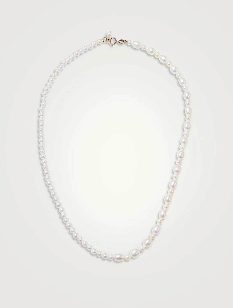 14K Gold Mixed Pearl Strand Necklace