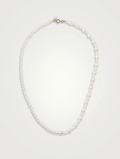 14K Gold Mixed Pearl Strand Necklace