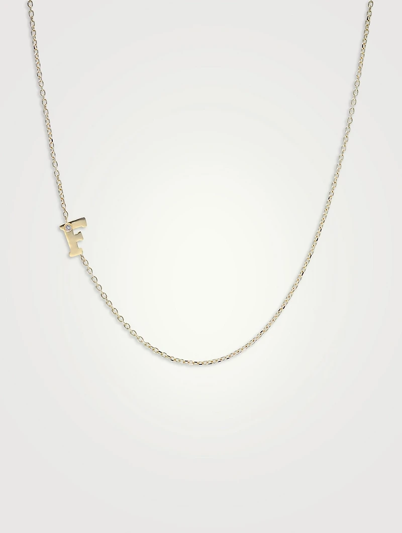 Love Letter 14K Gold Initial F Single Diamond Necklace