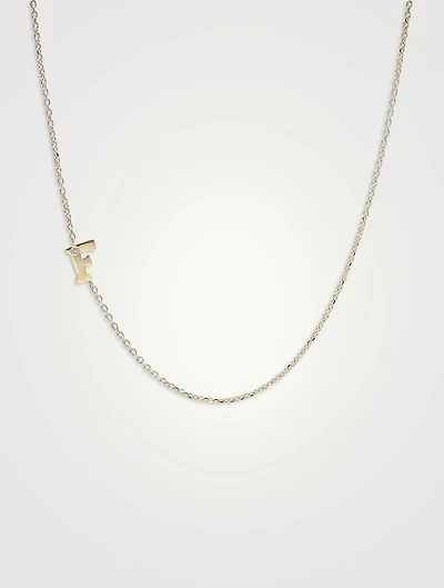 Love Letter 14K Gold Initial F Single Diamond Necklace