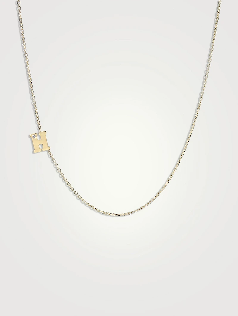 Love Letter 14K Gold Initial H Single Diamond Necklace