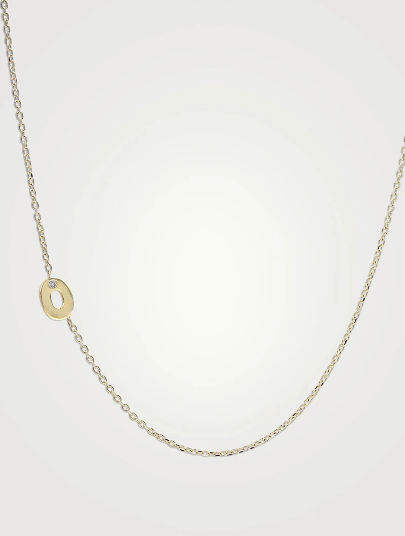 Love Letter 14K Gold Initial O Single Diamond Necklace