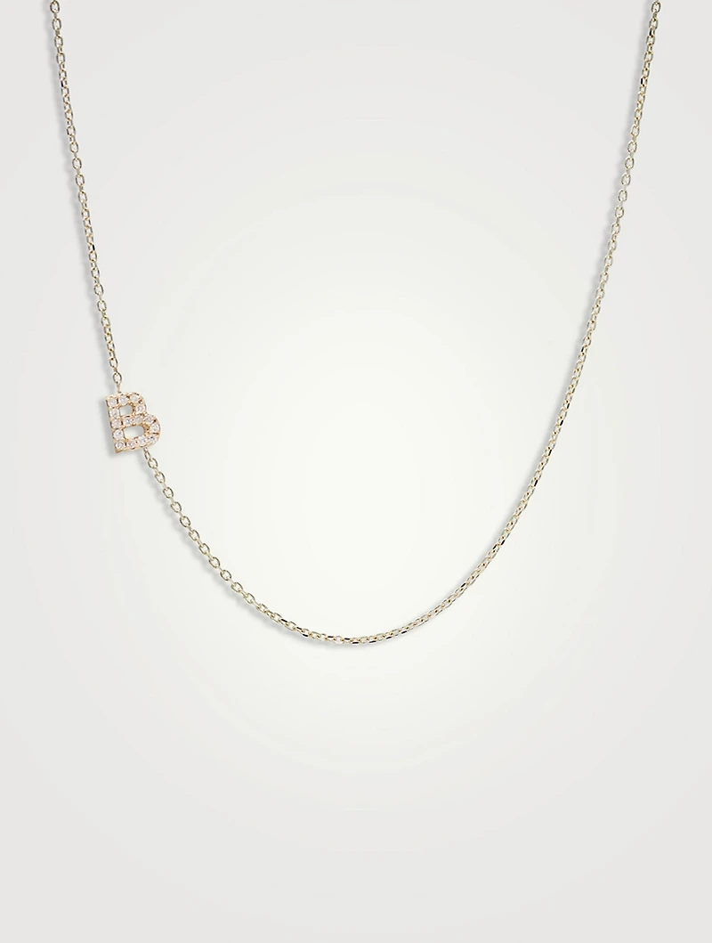 Love Letter 14K Gold B Initial Pavé Diamond Necklace