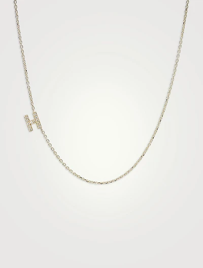 Love Letter 14K Gold H Initial Pavé Diamond Necklace