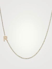 Love Letter 14K Gold R Initial Pavé Diamond Necklace
