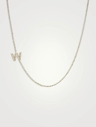 Love Letter 14K Gold W Initial Pavé Diamond Necklace