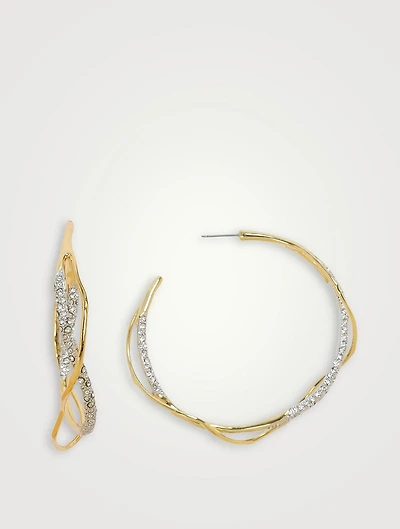 Intertwined Crystal Pavé Hoop Earrings