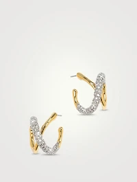 Solanales Twisted Orbit Hoop Earrings With Crystals