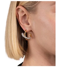 Solanales Twisted Orbit Hoop Earrings With Crystals