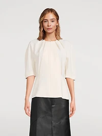 Georgia Puff-Sleeve Crepe Blouse