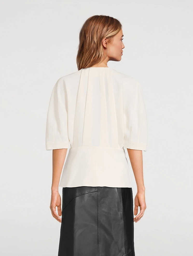 Georgia Puff-Sleeve Crepe Blouse