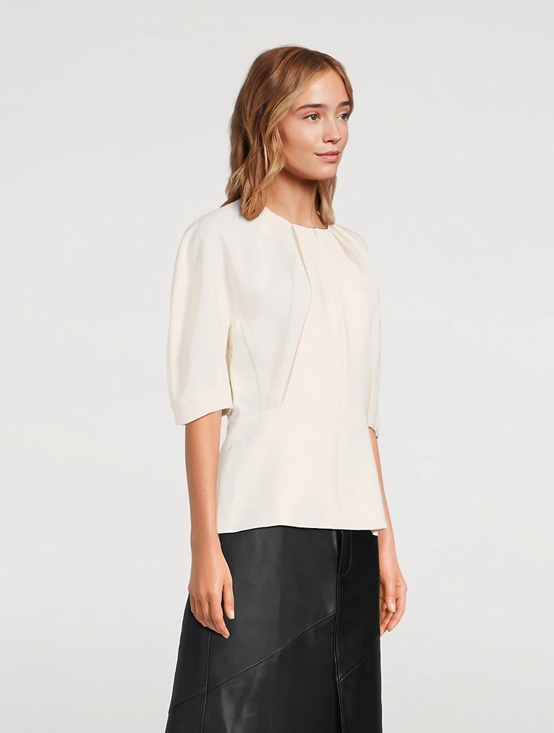 Georgia Puff-Sleeve Crepe Blouse