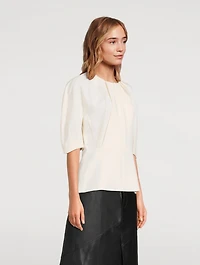 Georgia Puff-Sleeve Crepe Blouse