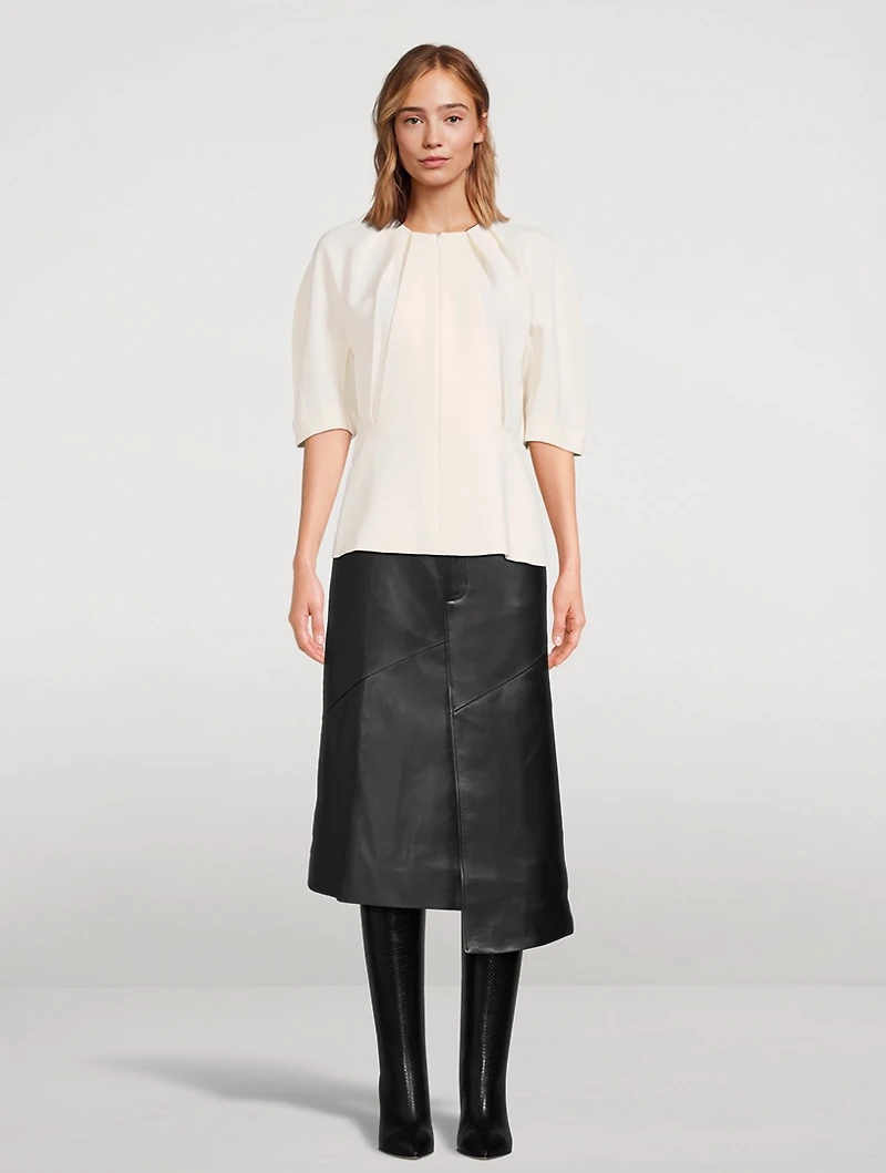 Georgia Puff-Sleeve Crepe Blouse